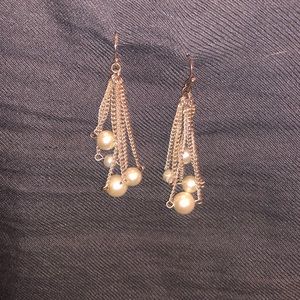 Silver and Faux Pearl Earrings